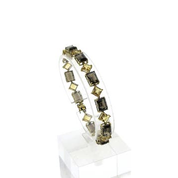 8 karaat armband met citrien en rookkwarts (Schakelarmband), Gebruikt, Geel, Ophalen of Verzenden, Met edelsteen