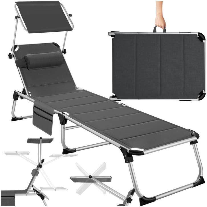 Aluminium ligstoel Lorella, gestoffeerd, opvouwbaar - grijs, Tuin en Terras, Tuinsets en Loungesets, Verzenden