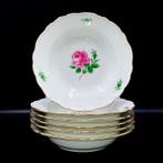 Meissen - Exquisite Set of 6 Soup Plates (24,5 cm) - Red, Antiek en Kunst, Antiek | Meubels | Tafels