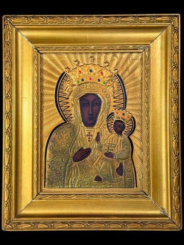 Icoon - Zwarte Madonna van Czstochowa, Polen - Emaille,