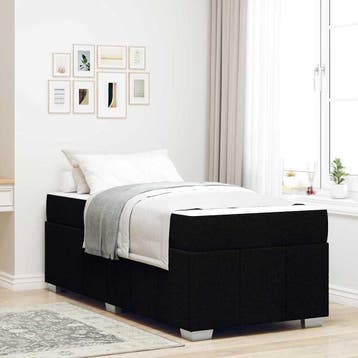 vidaXL Bedframe met matras Zwart 120 x 190 cm Stof, Verzenden, Nieuw, Zwart, Stof
