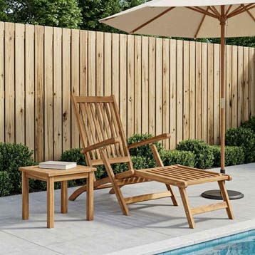 vidaXL Vouwdeckstoel Naturel Massief Teakhout, Tuin en Terras, Tuinstoelen, Verzenden, Nieuw