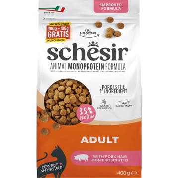 8x Schesir Monoproteïne Promo Kattenvoer Droog Ham 400 gr, Dieren en Toebehoren, Verzenden, Kat
