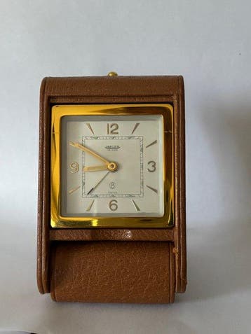 Wekker - Jaeger-LeCoultre - Art Deco Messing, Leder -