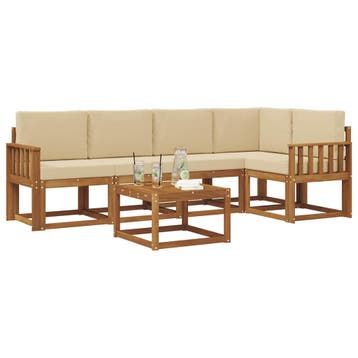 vidaXL Buiten bankenset met kussen 6 pcs Natuurlijk en Beige, Verzenden, Nieuw