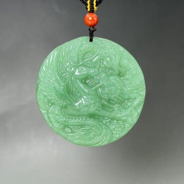 Gecertificeerde kwartsachtige jade Draakpaard hanger -