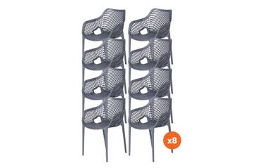Set van 8 - Madino Air stapelbare stoel - Grijs, Tuin en Terras, Tuinsets en Loungesets, Verzenden, Nieuw, Overige materialen