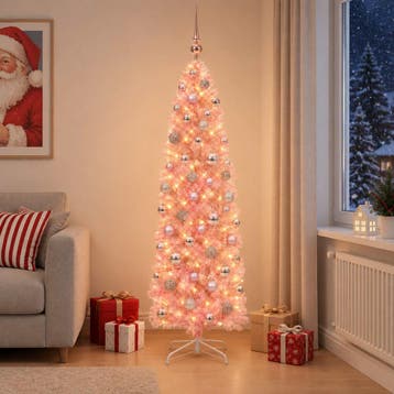 vidaXL Smalle kunstkerstboom met kerstballen 180 cm 300, Verzenden, Nieuw