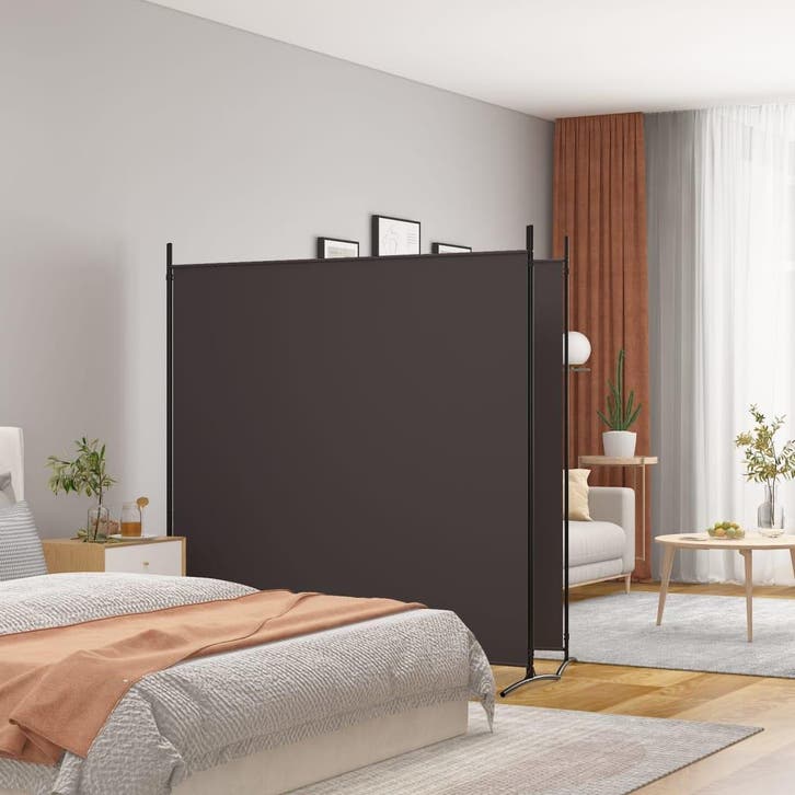 vidaXL Kamerscherm met 2 panelen 348x180 cm stof bruin, Huis en Inrichting, Woonaccessoires | Kamerschermen, Nieuw, Verzenden