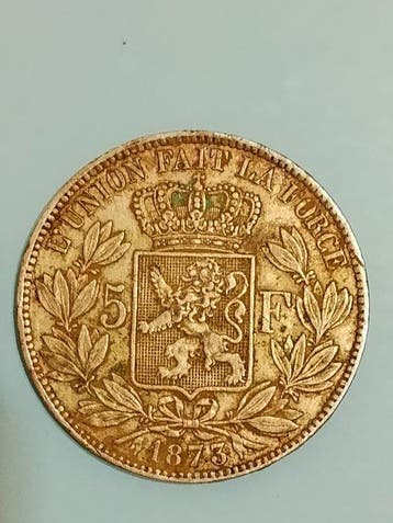 België. Leopold II. 5 Francs 1873 (Zonder minimumprijs)