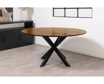Eettafel Florence Rond mangohout 110x110 cm - Bruin | Glad, Ophalen of Verzenden, Nieuw