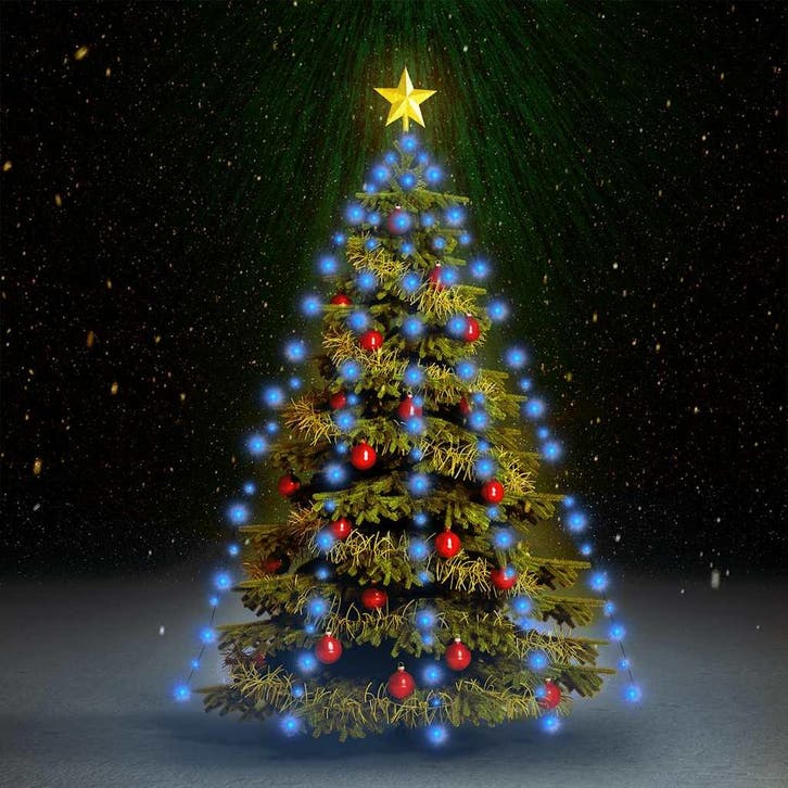 vidaXL Kerstboomverlichting met 150 LEDs blauw net 150 cm, Tuin en Terras, Buitenverlichting, Nieuw, Kunststof, Verzenden