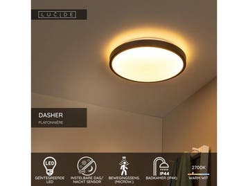 Lucide DASHER - Plafonnière Badkamer - Ø 41 cm - LED 1x24W, Verzenden, Nieuw