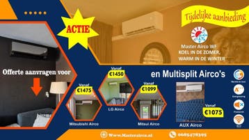Top Deal! Airco split unit montage plaatsen installatie, Nieuw, 3 snelheden of meer, Afstandsbediening, 100 m³ of groter