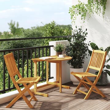 vidaXL 3-delige Tuinset inklapbaar massief acaciahout, Tuin en Terras, 3 zitplaatsen, Nieuw, Tuinset, Verzenden