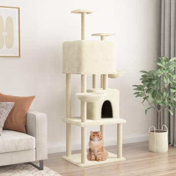 vidaXL Kattenmeubel met sisal krabpalen 180 cm crèmekleurig, Verzenden, Nieuw