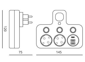Kobi LINEA PRO FL3 Stekkerverdeler 2-voudig met 2x USB-A..., Ophalen of Verzenden, Nieuw