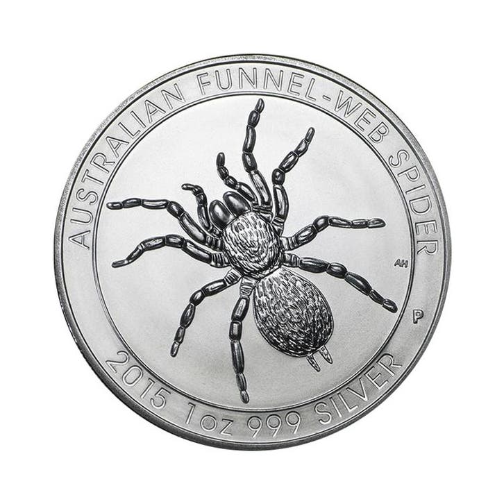 Zilveren munt Funnelweb Spider 2015 1 troy ounce, Postzegels en Munten, Edelmetalen en Baren, Verzenden