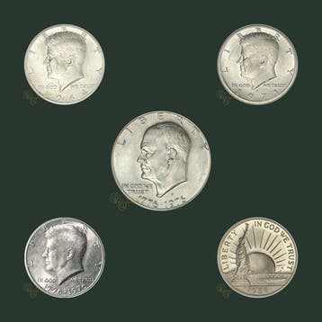 Verenigde Staten. Lot 5 verschillende 1/2 & 1 Dollar 1964,
