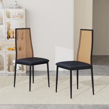 Set van 2 Eetkamerstoelen met Rotan Rugleuning - Vintage Des, Verzenden, Nieuw