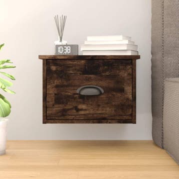 vidaXL Nachtkastje wandgemonteerd 41,5x36x28 cm gerookt, Minder dan 45 cm, Verzenden, Nieuw, Minder dan 55 cm