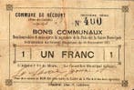 France Komitat 62 Recourt Bon Pour 1 Franc 10/11/1915, Verzenden