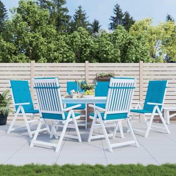 vidaXL Tuinstoelkussens 6 st hoge rug 120x50x3 cm stof blauw, Verzenden, Nieuw, Blauw