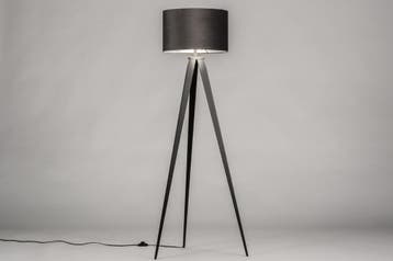Rietveld Vloerlampen - Zwart, Zilvergrijs, Zilver - Stof, Me, Verzenden, Nieuw