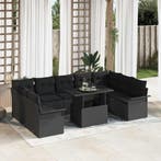 vidaXL Tuin Sofa Set met kussen 10 pcs Zwart Poly riet, Verzenden, Nieuw, Rotan