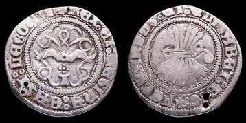 Spanje. Catholic Kings. 1/2 Reale Toledo Mint (Zonder