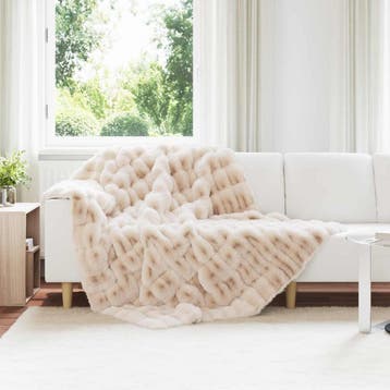vidaXL Antislip deken van imitatie konijnenbont Olite Beige, Verzenden, Nieuw, Beige