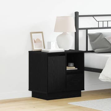vidaXL Nachtkastje 2 st Zwart Eiken 50 x 34,5 x 50 cm., Minder dan 45 cm, Verzenden, Nieuw, Minder dan 55 cm