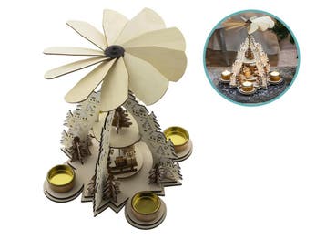 Houten Kerstpiramide met waxinelichthouders 22,5 x 22,5 x, Verzenden, Nieuw