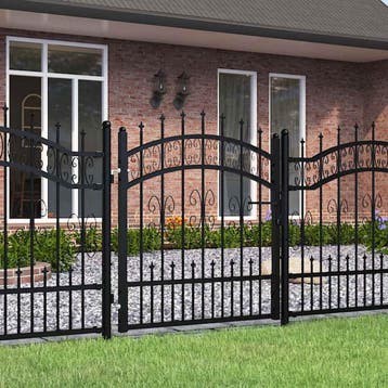 vidaXL Hekpoort KAMPEN met speerpunt zwart 103x100 cm staal, Tuin en Terras, Verzenden, Nieuw
