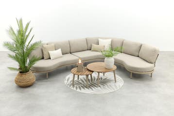 VDG Saranda/Mindo organische loungeset - Latte/Teak, Verzenden, Nieuw, Hout, Loungeset