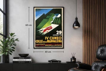 Lucio Venna - Manifesto automobilistico italiano Colle della, Antiek en Kunst, Kunst | Tekeningen en Foto's