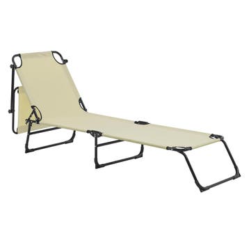 Ligbed ligstoel 187x53x27 cm met luifel set van 2 crème, Tuin en Terras, Tuinsets en Loungesets, Verzenden, Nieuw