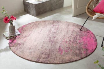 Vintage tapijt MODERN ART 150cm beige roze gewassen rond, Ophalen of Verzenden, Nieuw