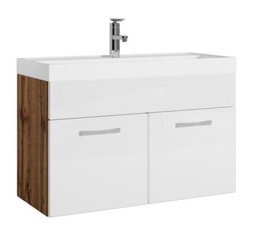 Badkamermeubel Set Paso 01 80 x 40 cm Eiken wit Badmeubel, Verzenden, Nieuw, Wastafelkast