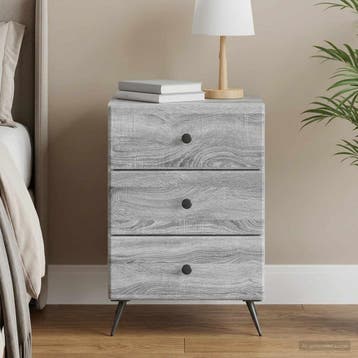 vidaXL Nachtkastje Grijs sonoma 43 x 41 x 66,5 cm Bewerkt, Minder dan 45 cm, Verzenden, Nieuw, 55 tot 70 cm