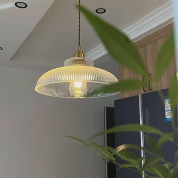 Nordic Groene Glazen Hanglamp - Stijlvolle Plissé Design Ver, Verzenden, Nieuw