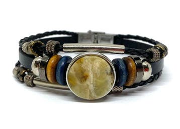 Marble Horizon - Drie-streng Baltisch amber armband -
