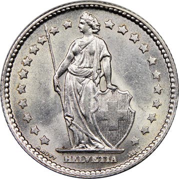 Zilveren 1 Zwitserse Francs (1875-1967), Verzenden, Losse munt, Zilver