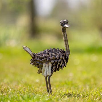 Beelden: metalen struisvogel, Ophalen of Verzenden, Nieuw, Metaal, Dierenbeeld
