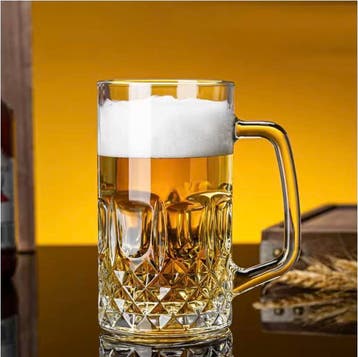 Bierglas met Handvat 400ml / 600ml Dikke Bodem Tapbier Glas, Verzamelen, Biermerken, Verzenden, Nieuw