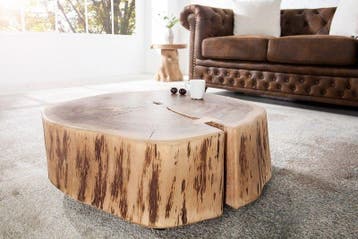 Boomstam salontafel GOA 60cm naturel acacia massief hout, Ophalen of Verzenden, Nieuw