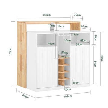 2dekans | Sobuy Keukeneiland met geïntegreerde tafel - Wit -, Huis en Inrichting, Ophalen of Verzenden, Zo goed als nieuw
