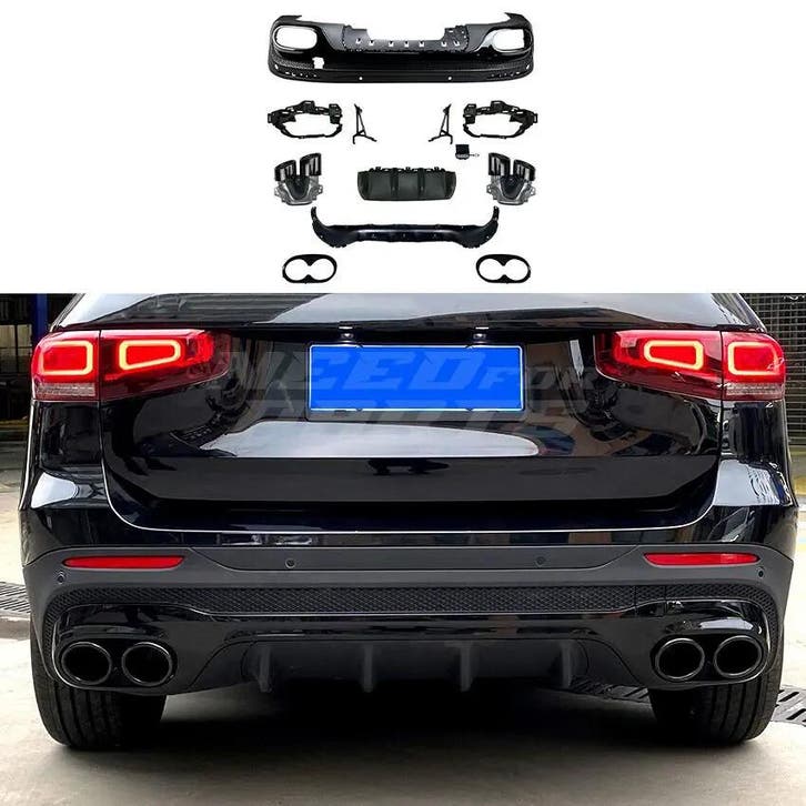 Diffuser With Black Exhaust Tips Voor Mercedes GLB X247 AMG, Auto-onderdelen, Carrosserie en Plaatwerk, Ophalen of Verzenden
