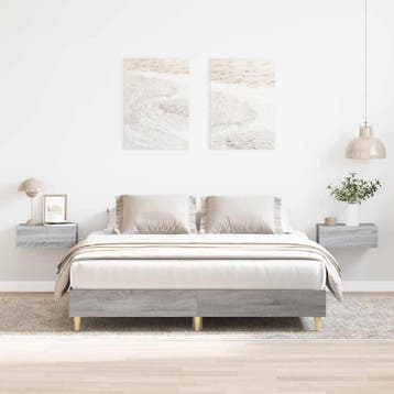 vidaXL Bedframe zonder matras 140x200 cm spaanplaat grijs, Verzenden, 140 cm, 200 cm, Grijs