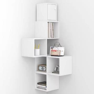Witte wandplank kubus 6-vaks zwevende boekenkast 48x120x48 c, Verzenden, Nieuw